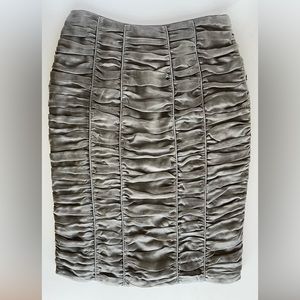 Burburry Prorsum Grey Organza Silk Ruched Pencil Skirt Sz 38